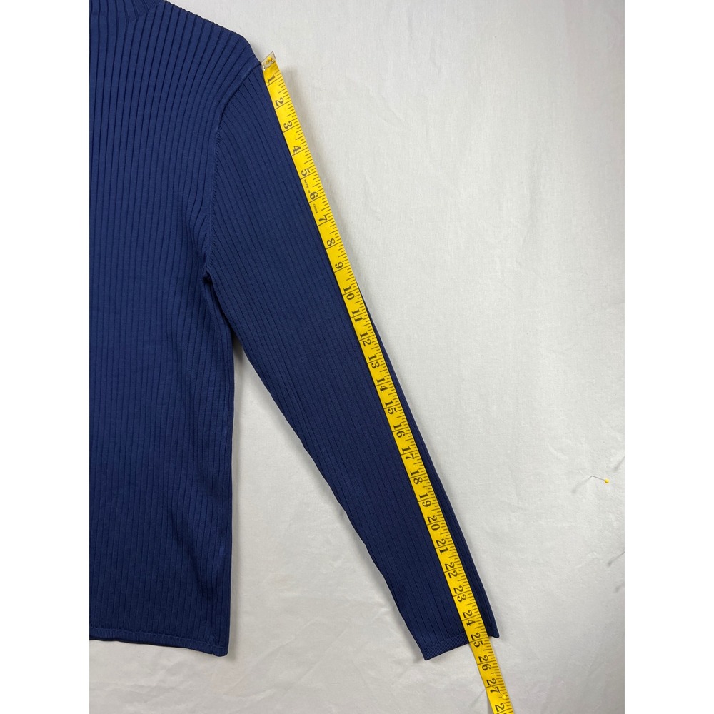 Ann Taylor Ribbed Mock Neck Sweater Womens XXL Navy Blue Long Sleeve Knit Top - Picture 7 of 9
